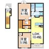 グランシエルⅡ 2LDKの間取り