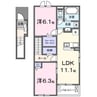 センターロードⅥ 2LDKの間取り