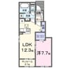 グランブルー八代B 1LDKの間取り