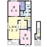 CREST//VILLAⅡ 2LDKの間取り