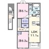 ユニバースⅠ 2LDKの間取り
