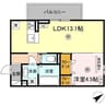 WM新八代A 1LDKの間取り