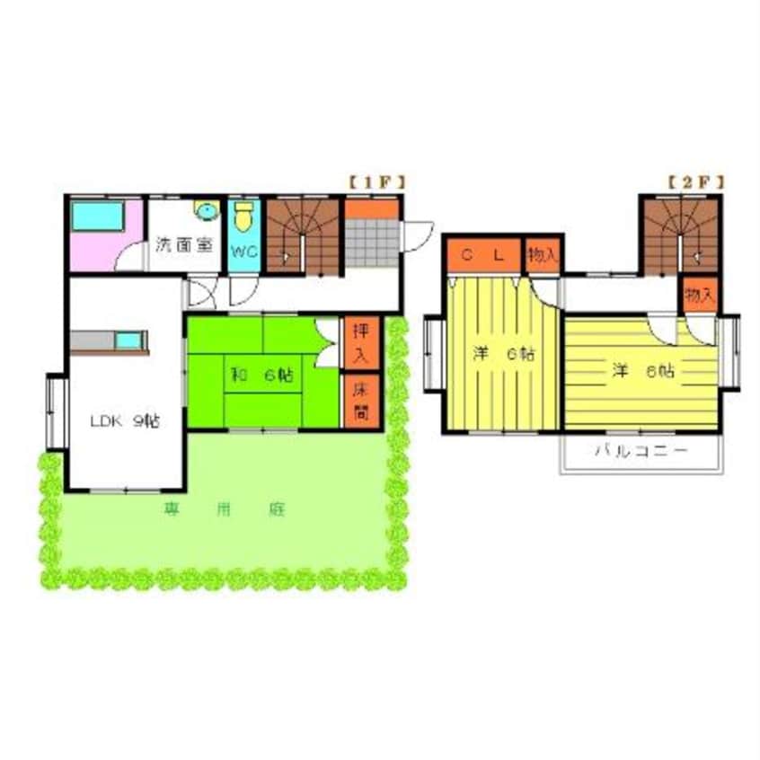 間取図 産交バス（熊本市）/託麻南 徒歩4分 1-2階 築31年