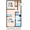 CarreFour菊陽 1LDKの間取り