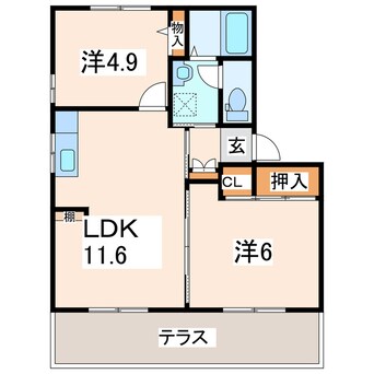 間取図 熊本バス/東野3丁目 徒歩6分 1階 築29年