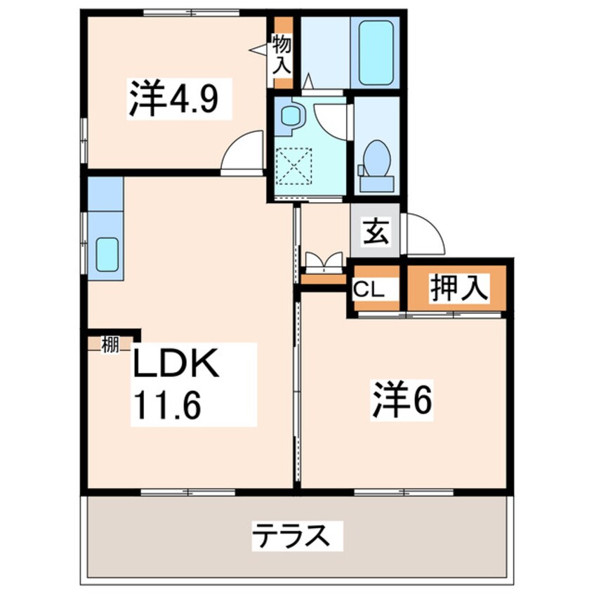 間取図 熊本バス/東野3丁目 徒歩6分 1階 築29年