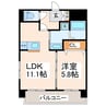 S-FORT熊本県立大学前 1LDKの間取り