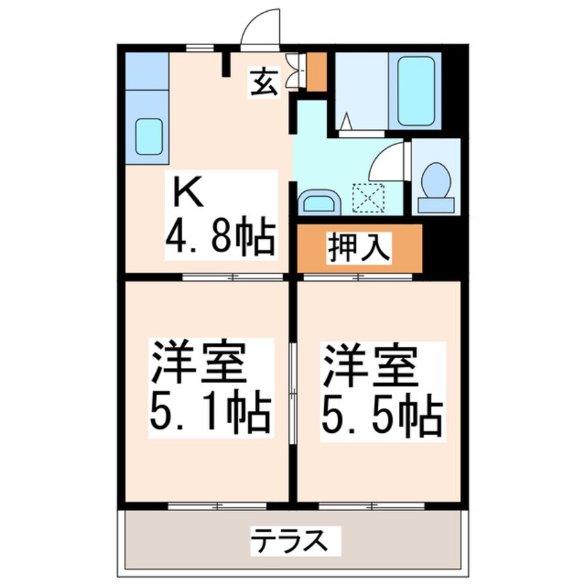 間取図 熊本都市バス（熊本市）/新外入口 徒歩4分 1階 築22年