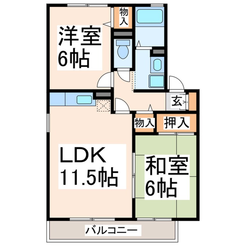 間取図 熊本市営バス/広木 徒歩2分 2階 築22年