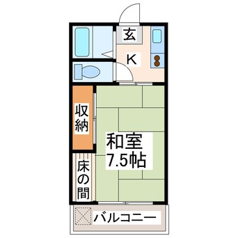 間取図 熊本市電Ａ系統<熊本市交通局>/健軍交番前駅 徒歩4分 3階 築39年