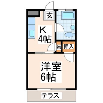 間取図 産交バス（熊本市周辺）/東町中学入口健康センター 徒歩2分 1階 築45年