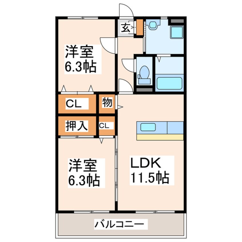 間取図 産交バス（熊本市周辺）/小楠公園前 徒歩4分 2階 築16年