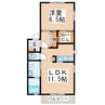 熊本バス/東野中学校前 徒歩2分 2階 築19年 1LDKの間取り