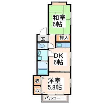 間取図 産交バス（上益城郡）/上野添 徒歩7分 2階 築25年