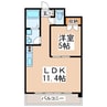 熊本市電Ａ系統<熊本市交通局>/動植物園入口駅 徒歩2分 2階 築17年 1LDKの間取り