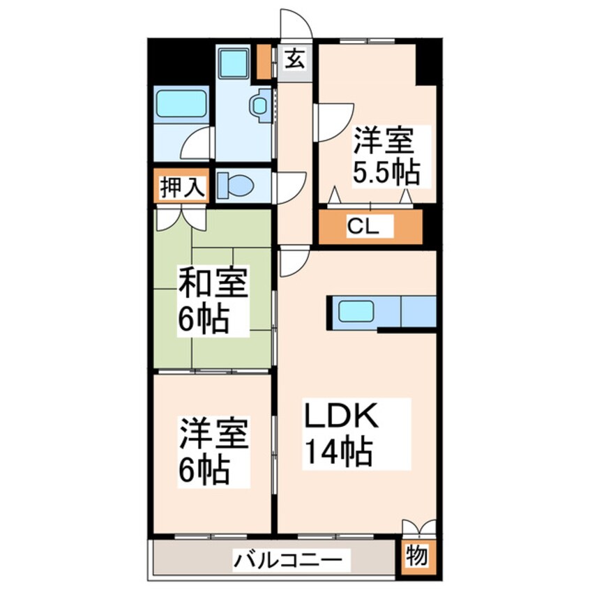 間取図 熊本市営バス/東部市民センター前 徒歩1分 3階 築30年