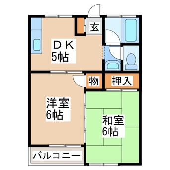 間取図 熊本都市バス（熊本市）/健軍本通り 徒歩3分 2階 築39年