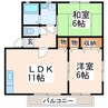 熊本バス/中無田 徒歩5分 1階 築23年 2LDKの間取り