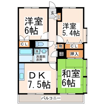 間取図 熊本都市バス（熊本市）/水源町 徒歩16分 1階 築26年