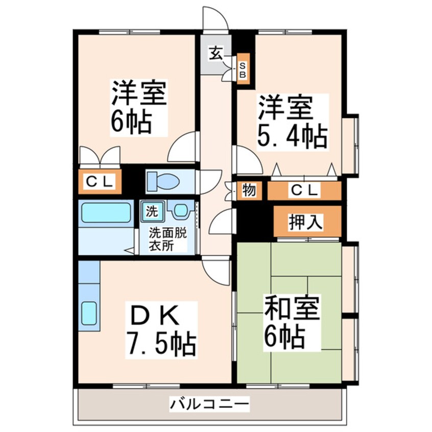 間取図 熊本都市バス（熊本市）/水源町 徒歩16分 2階 築26年