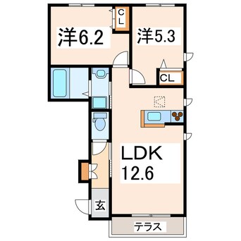 間取図 熊本都市バス（熊本市）/尾ノ上小学校前 徒歩4分 1階 築11年