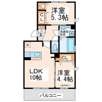 間取図 産交バス（熊本市周辺）/桜木小学校入口 徒歩2分 2階 築11年