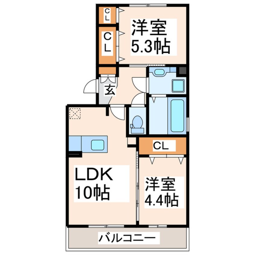 間取図 産交バス（熊本市）/桜木東小学校前 徒歩3分 2階 築11年