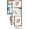 熊本バス/御船小学校前 徒歩2分 1階 築12年 2DKの間取り