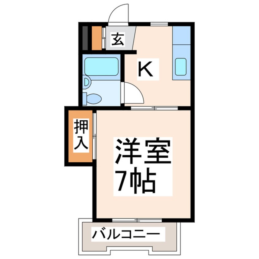 間取図 熊本都市バス（熊本市）/新外入口 徒歩3分 3階 築44年