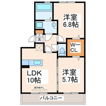 間取図 産交バス（熊本市）/秋津薬局前 徒歩3分 2階 築10年