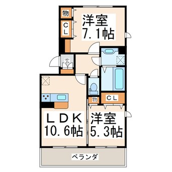 間取図 産交バス（熊本市）/新南部 徒歩3分 2階 築4年