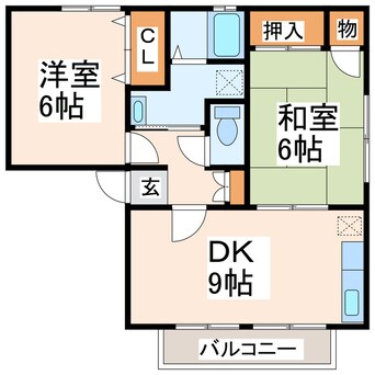 間取図 産交バス（熊本市周辺）/石原 徒歩2分 2階 築22年