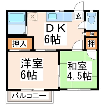 間取図 熊本市電Ａ系統<熊本市交通局>/健軍交番前駅 徒歩5分 2階 築40年