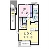 熊本バス/上無田 徒歩1分 2階 築9年 1LDKの間取り