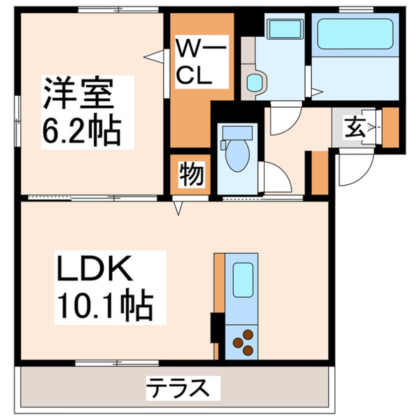 間取図 熊本都市バス（熊本市）/上の門 徒歩6分 2階 築8年