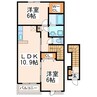 熊本市電Ａ系統<熊本市交通局>/健軍町駅 車移動 2階 築8年 2LDKの間取り