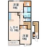 熊本市電Ａ系統<熊本市交通局>/健軍町駅 車移動 2階 築8年 2LDKの間取り