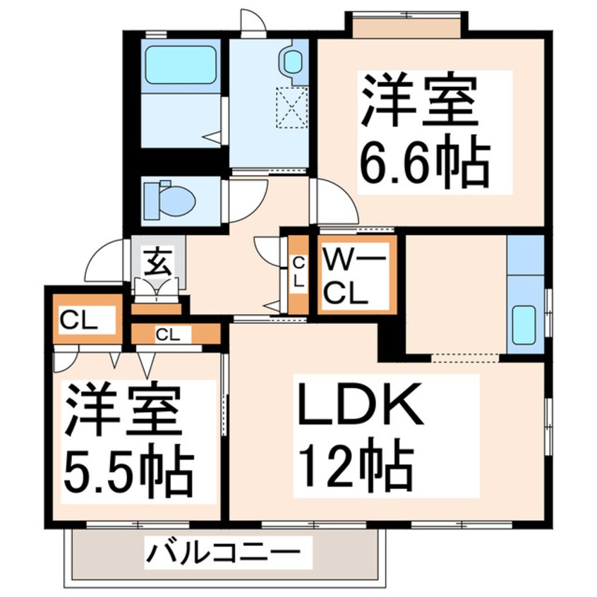 間取図 産交バス（熊本市）/松の本 徒歩4分 2階 築20年