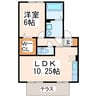 熊本市営バス/小峯 徒歩4分 1階 築22年 1LDKの間取り