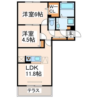 間取図 産交バス（熊本市）/府内古閑 徒歩10分 2階 築7年