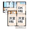 熊本市内バス/小山 徒歩1分 2階 築19年 2DKの間取り