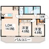 リブラ久和 2LDKの間取り