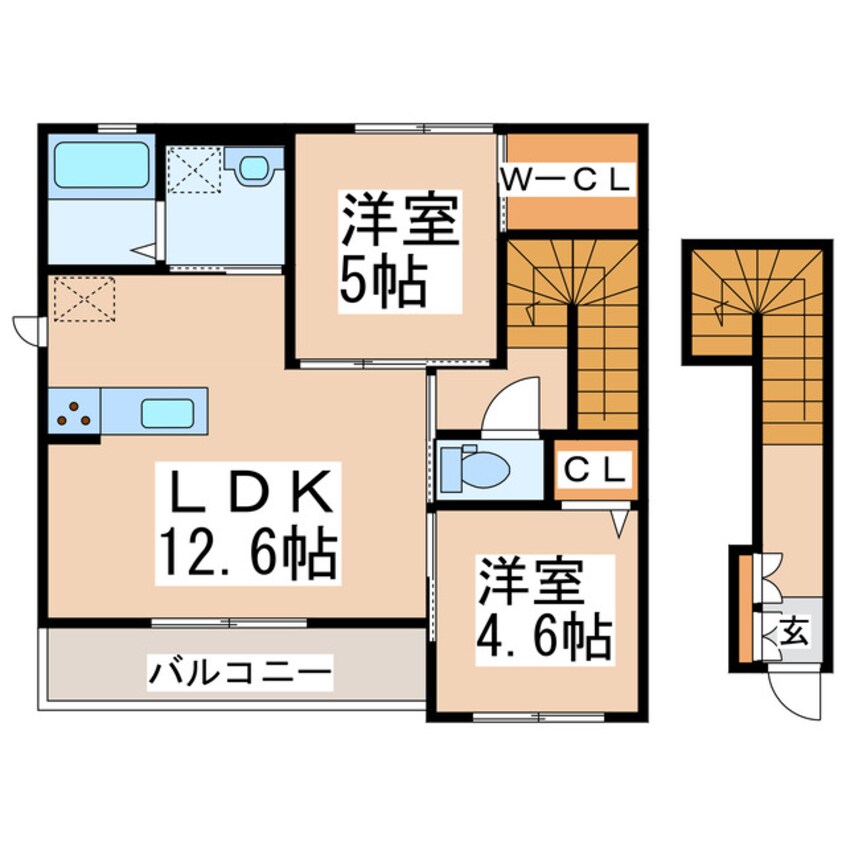 間取図 産交バス（熊本市）/桜木小学校入口 徒歩3分 2階 築6年