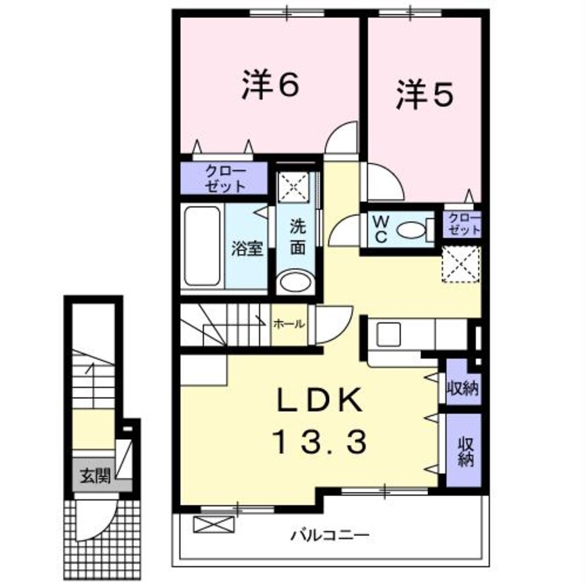 間取図 熊本市電Ａ系統<熊本市交通局>/健軍町駅 徒歩41分 2階 築5年