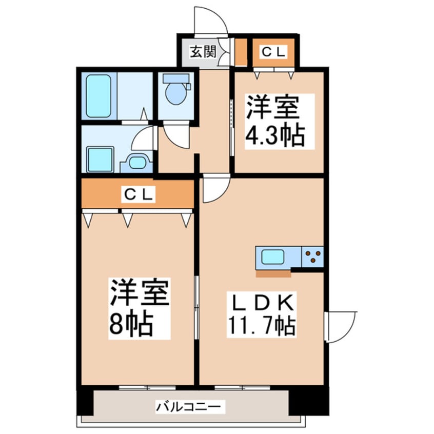 間取図 産交バス（熊本市）/北花立・県畜産会館前 徒歩1分 7階 築7年