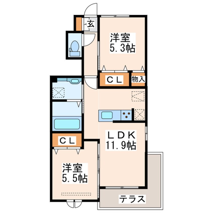 間取図 熊本市電Ａ系統<熊本市交通局>/健軍交番前駅 徒歩3分 1階 築6年