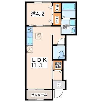 間取図 熊本市電Ａ系統<熊本市交通局>/神水交差点駅 徒歩12分 1階 築4年