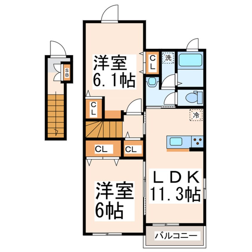 間取図 (上記以外の)熊本市内バス/竜穴 徒歩6分 1-2階 築4年