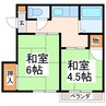 熊本市電Ａ系統<熊本市交通局>/健軍町駅 徒歩10分 2階 築43年 2Kの間取り