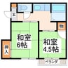 熊本市電Ａ系統<熊本市交通局>/健軍町駅 徒歩10分 2階 築44年 2Kの間取り